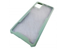                                     Чехол пластиковый Samsung A71 прозрачный с окантовкой зеленый*