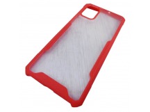                                     Чехол пластиковый Samsung A71 прозрачный с окантовкой красный*