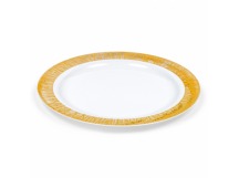 Тарелка кристалл пластик десертная D180мм (6шт) белая с золотой луч каймой Complement 1/20/40уп