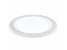 Тарелка кристалл пластик десертная D220мм (6шт) белая с серебряной луч каймой Complement 1/20/40уп
