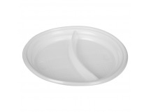 Тарелка пластиковая десертная D205мм (50шт) ПП прозрачная 2-х секционная 1/50/2000шт