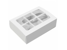 Коробка под 6 конфет 137*98,5*38,5мм прям/белая пенал с окном с вклад 1/5/150шт