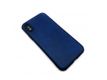 Чехол iPhone X/XS Кожа Темно-Синий
