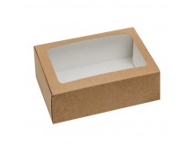 Коробка подарочная картон 250*210*75мм прям/крафт склад с ушками, с окном 210*170мм 1/10/50шт