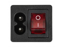 Выключатель клавишный 250 V 6 А (4с) ON-OFF красный с подсветкой и штекером C8 2PIN