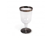 Фужер кристалл пластик 180мл (6шт) прозрачный для вина с серебр полосой Complement 1/48уп