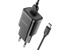 Адаптер Сетевой с кабелем Borofone BA59A Heavenly QC3.0 USB 3A/18W (USB/Type-C) (black) (133704)