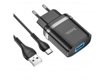СЗУ HOCO N1 (1-USB/2.4A) + Type-C кабель (1м) (черный)