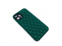 Чехол iPhone 12 Pro Max Кожа Premium Ромб Зеленый
