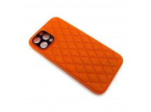 Чехол iPhone 12 Pro Max Кожа Premium Ромб Оранжевый