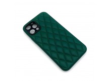 Чехол iPhone 12 Pro Кожа Premium Ромб Зеленый