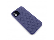 Чехол iPhone 12 Кожа Premium Ромб Фиолетовый