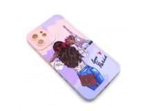 Чехол iPhone 12 Силикон Print (Girl and Eiffel Tower) Colorful