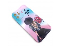 Чехол iPhone 12 Силикон Print (Girl in Hat) Colorful