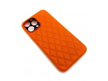 Чехол iPhone 13 Pro Max Кожа Premium Ромб Оранжевый