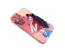 Чехол iPhone 13 Pro Max Силикон Print (Girl and Bow) Colorful