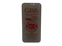 Защитное стекло-плёнка iPhone 12/12 Pro Ceramics (Приватная) Черная