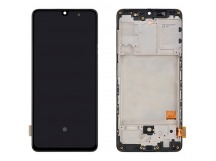 Дисплей для Samsung A415F Galaxy A41 в рамке + тачскрин (черный) (OLED)