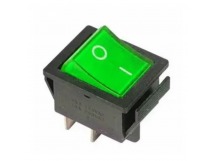 Переключатель с подсветкой IRS-201-1C3D (KCD4-101/4PN) on-off 4 контакта 15A, 250В (зелёный)