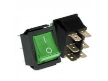 Переключатель с подсветкой IRS-202-1C8 (KCD4-101/6PN) on-off 6 контактов 15A, 250В (зелёный)