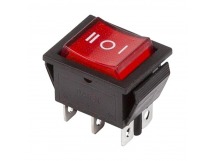 Переключатель с подсветкой KCD4-101/DN on-off-on, 6 контактов 15A, 220V (красный)