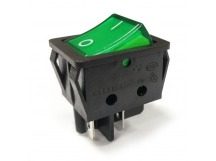 Переключатель с подсветкой KCD4-201/N on-off 4 контакта 25A, 250В (зелёный)