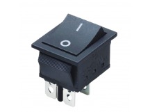 Переключатель широкий без подсветки KCD4-101/4P on-off 4 контакта 15A, 250В (чёрный)