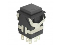 Кнопка без фиксации квадратная KD2-22 off-(on), 8 контактов, 3A, 250V (чёрный)