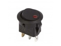 Переключатель круглый с подсветкой RWB-215 (KCD1-202/MN) on-off, 3 контакта, 16A,12V (красный светод
