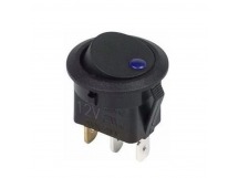 Переключатель круглый с подсветкой RWB-215 (KCD1-202/MN) on-off, 3 контакта, 16A,12V (синий светодио