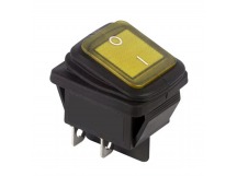 Переключатель широкий с подсветкой KCD2-501/4PN on-off, 4 контакта, 6A,12V (желтый)