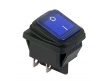 Переключатель широкий с подсветкой KCD2-501/4PN on-off, 4 контакта, 6A,12V (синий)