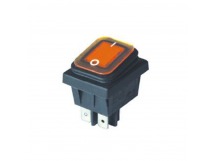 Переключатель клавишный с подсветкой и влагозащитой KCD4-130/4PN FS on-off 4 контакта 15A, 250В (жёл