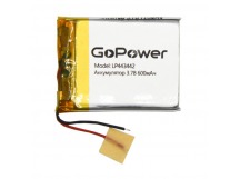 Аккумулятор Li-Pol LP443442 PK1 3.7V 600mAh (толщ.4,4мм, шир.34мм, дл.42мм) "GoPower"