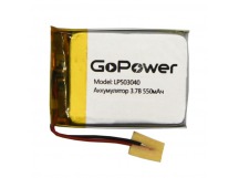 Аккумулятор Li-Pol LP503040 PK1 3.7V 550mAh (толщ.5,0мм, шир.30мм, дл.40мм) "GoPower"