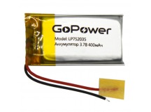 Аккумулятор Li-Pol LP752035-20C PK1 3.7V 400mAh  (толщ.7,5мм, шир.20мм, дл.35мм) "GoPower"