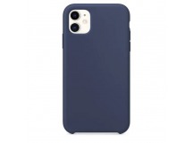 Жесткий силиконовый чехол Soft Touch с микрофиброй для iPhone 11 (темно-синий)