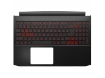 Топ-панель для Acer Nitro 5 AN515-45 чёрная с красной подсветкой (узкий шлейф клавиатуры)