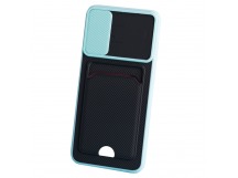                             Чехол силикон-пластик Infinix HOT 10 Lite с визитницей+защита на камеру черный/голубой*