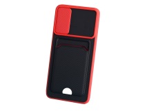                             Чехол силикон-пластик Infinix HOT 10 Lite с визитницей+защита на камеру черный/красный*