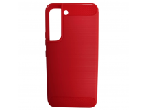                                         Чехол силиконовый Samsung S22 со вставками карбон красный*