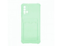 Чехол с кармашком противоударный для Xiaomi Redmi 9T прозрачный зеленый