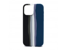 Чехол-накладка Silicone Case с лого для Apple iPhone 13 Pro (полная защита) (Rainbow010) черно синий