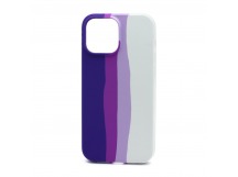 Чехол-накладка Silicone Case с лого для Apple iPhone 13 Pro (полная защита) (Rainbow030) фиолет.бел