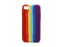 Чехол-накладка Silicone Case с лого для Apple iPhone 7/8/SE 2020 (полн защ) (Rainbow001)красн фиолет
