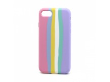 Чехол-накладка Silicone Case с лого для Apple iPhone 7/8/SE 2020 (полн защ) (Rainbow002) роз сирен