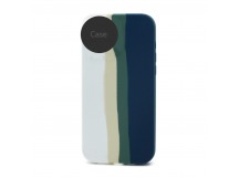 Чехол-накладка Silicone Case с лого для Apple iPhone 7/8/SE 2020 (полн защита) (Rainbow007) бело син