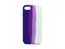 Чехол-накладка Silicone Case с лого для Apple iPhone 7/8/SE 2020 (полн защ) (Rainbow030) фиолет бел