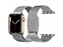                         Металлический ремешок для часов Apple Watch 42/44/45/49 mm миланская петля (серебро)