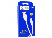 Кабель USB - Lightning DENMEN D08L 3.6A (белый) 1м